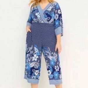 Lane Bryant Mixed Print Crop Jumpsuit Size  18